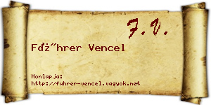 Führer Vencel névjegykártya
